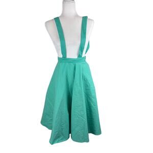 ModCloth x Collectif Suspender Swing Skirt Size XXS Green NWT Retro Preppy